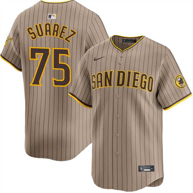 Men%27s San Diego Padres #75 Robert Suarez Tan 2024 Alternate Limited Stitched Jersey Dzhi->san diego padres->MLB Jersey